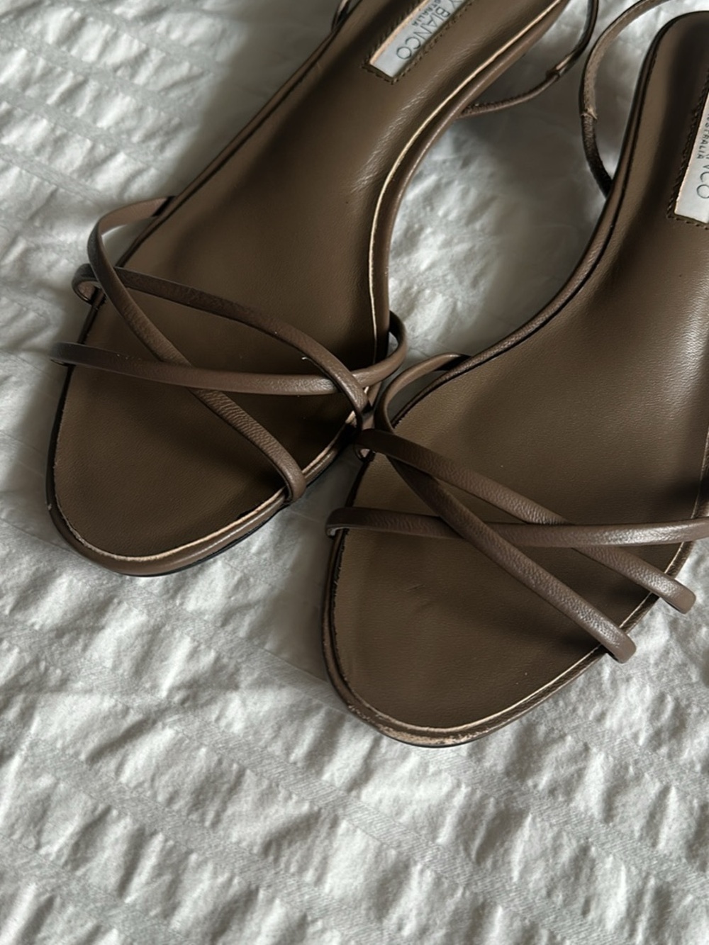 Tony Bianco Brown Minimal Strappy Slingback Heels - Picture 4 of 4